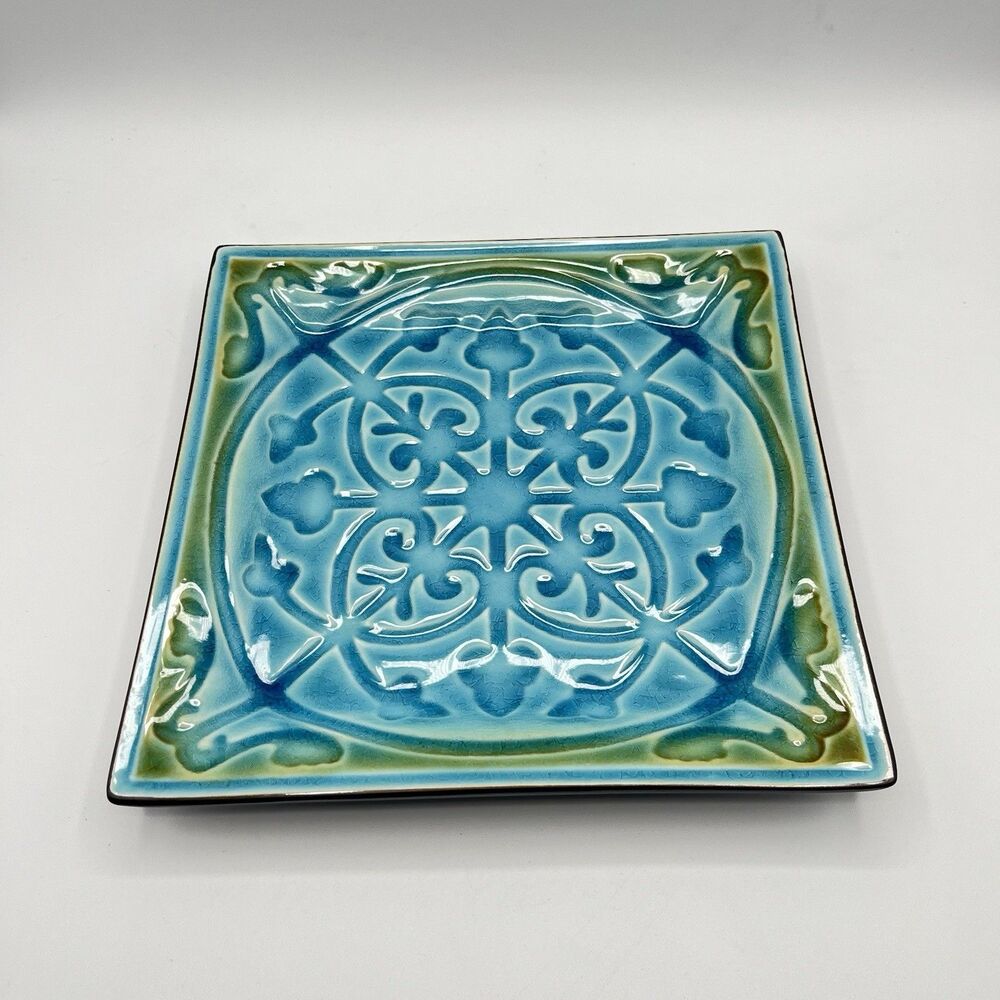 Roscher Lorelei colorful stylish square 8 1/4" plates stoneware